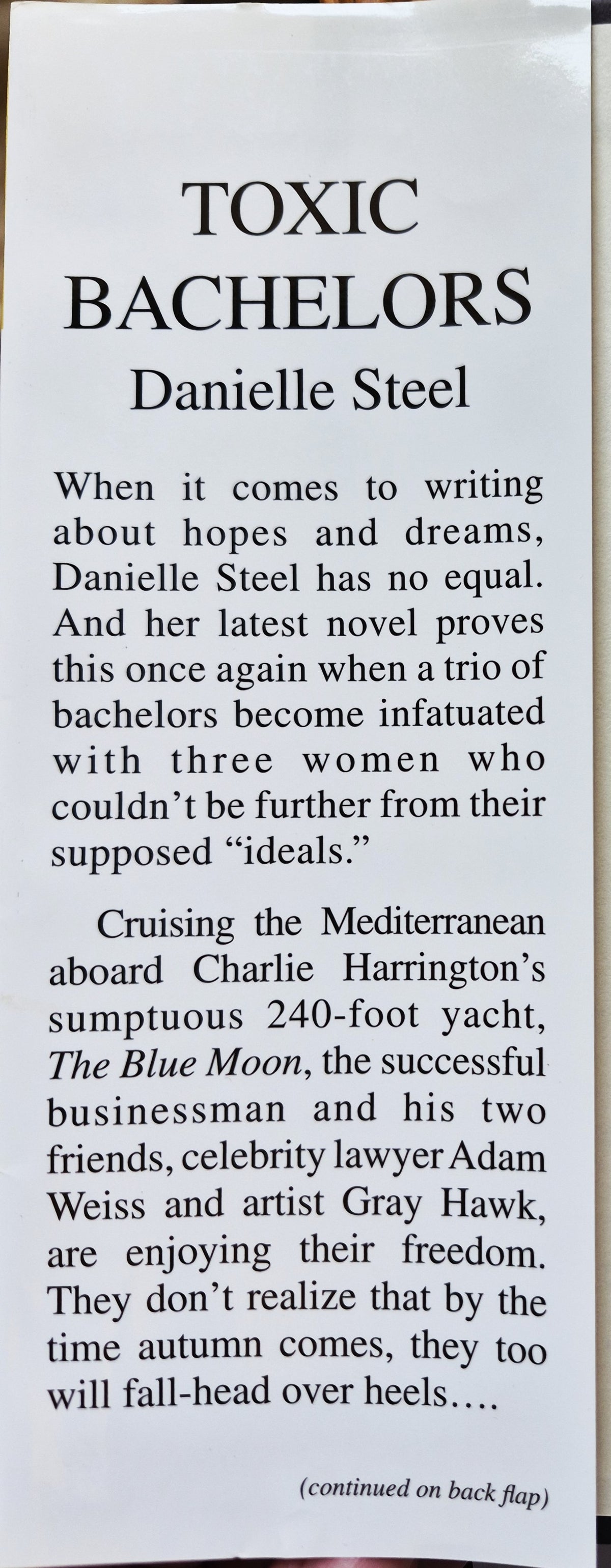 Toxic Bachelors by Danielle Steel (Very good, 2005, HC, 594 pgs, Delacorte Press Large print)