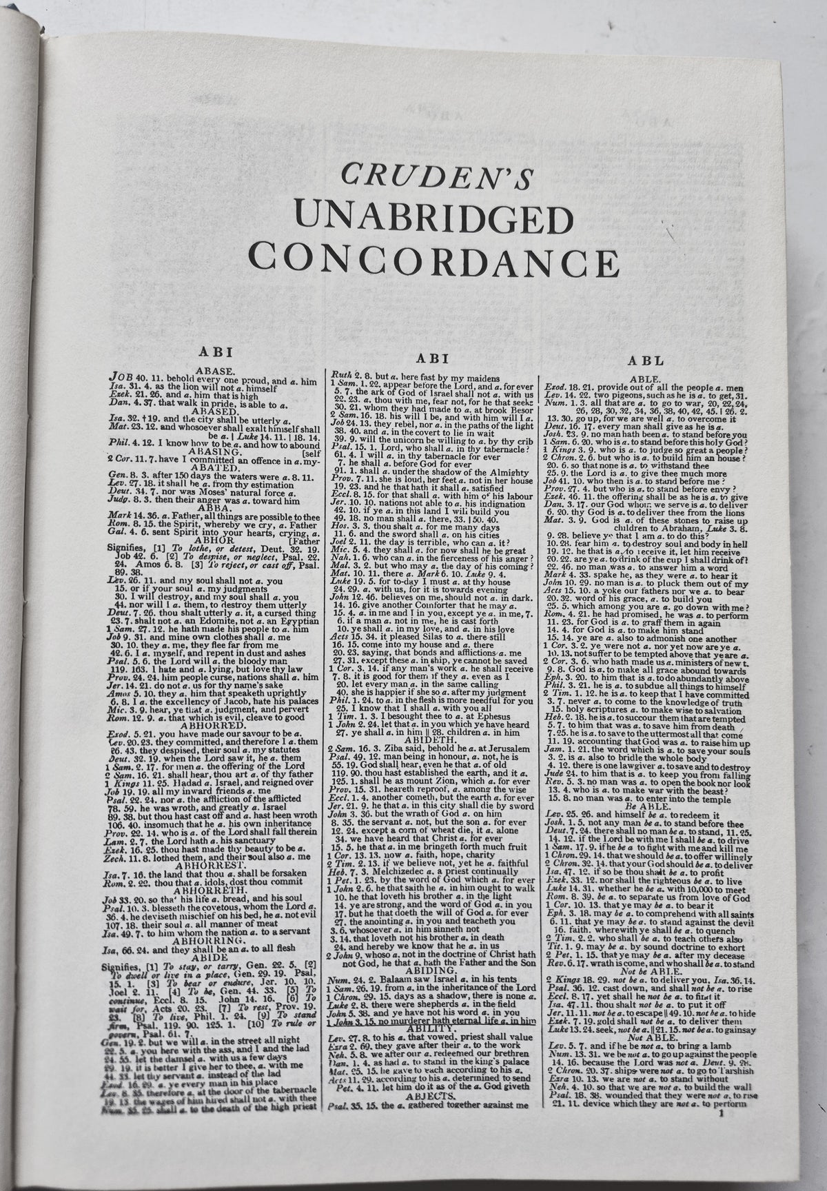 Cruden's Concordance Unabridged Edition by Alexander Cruden (Very Good, 1982, HC, 719 pgs, Baker House Books)