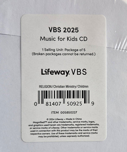 Lifeway VBS Magnified! Music for Kids 5 pack CD (2025, New)