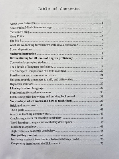 Differentiating Instruction of Content and Academic Language for English Language Learners (Grades K-8) by Catherine Brown (Good, 2009, Pbk, 138 pgs)