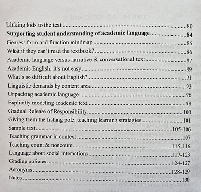 Differentiating Instruction of Content and Academic Language for English Language Learners (Grades K-8) by Catherine Brown (Good, 2009, Pbk, 138 pgs)