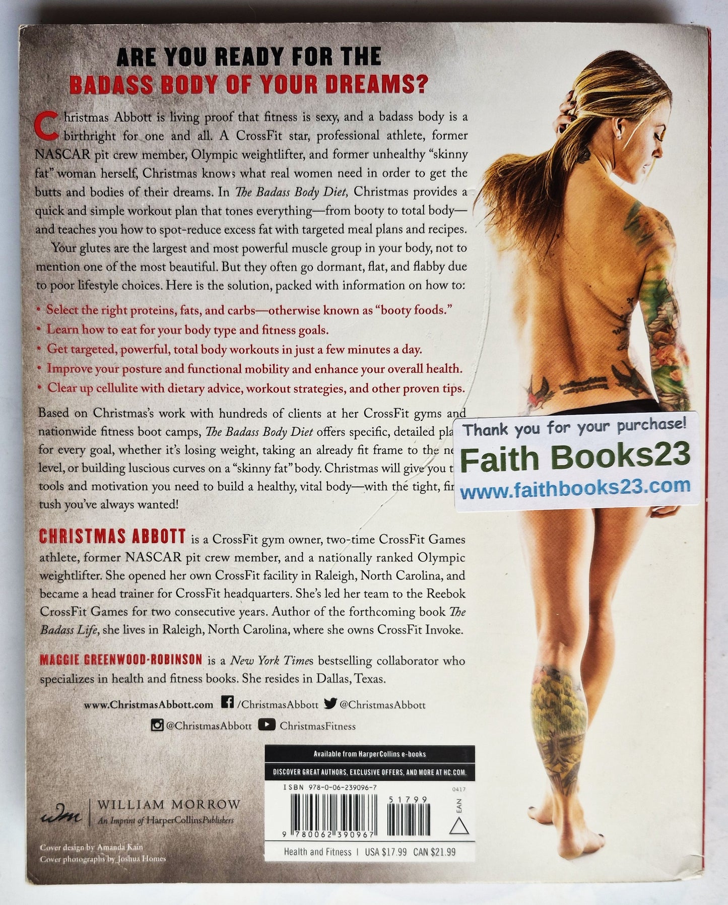 The Badass Body Diet by Christmas Abbott (Very good, 2015, Pbk, 328 pgs, William Morrow)