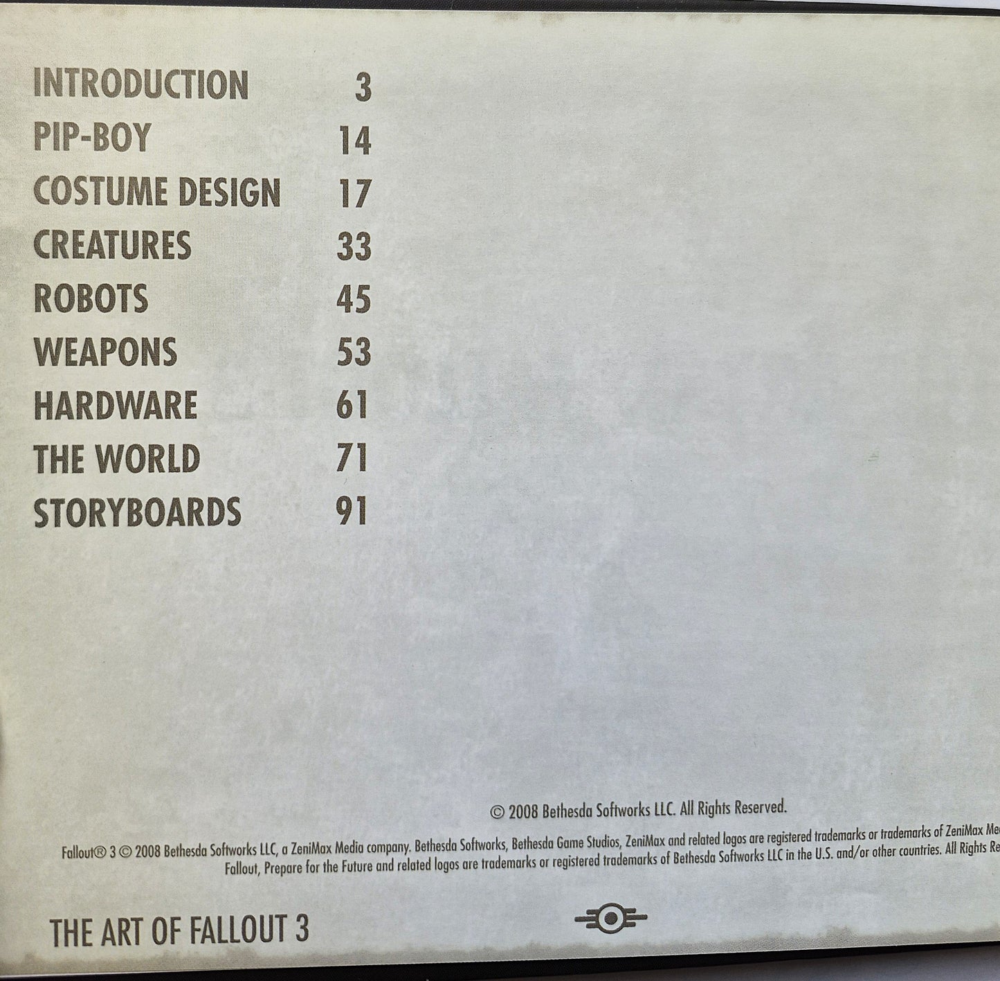 The Art of Fallout 3 by Istvan Pely; Josh Jones (Very good, 2008, HC, 96 pgs, Bethseda Game Studios)