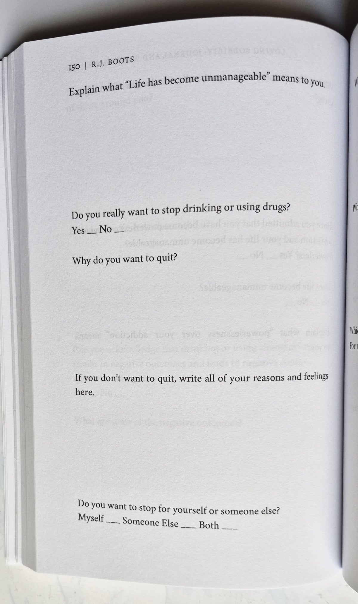 Loving Sobriety 2x2: Memoir/Guide/Workbook/Journal by R.J. Boots (Very Good, 2024, Pbk, 243 pgs)