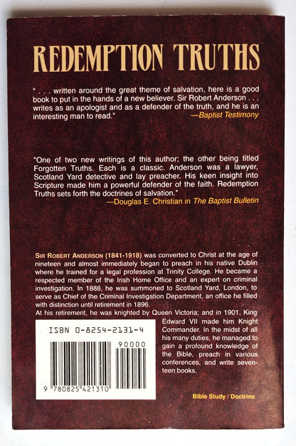 Redemption Truths by Sir Robert Anderson (Very good, 1980, Pbk, 188 pgs, Kregel)