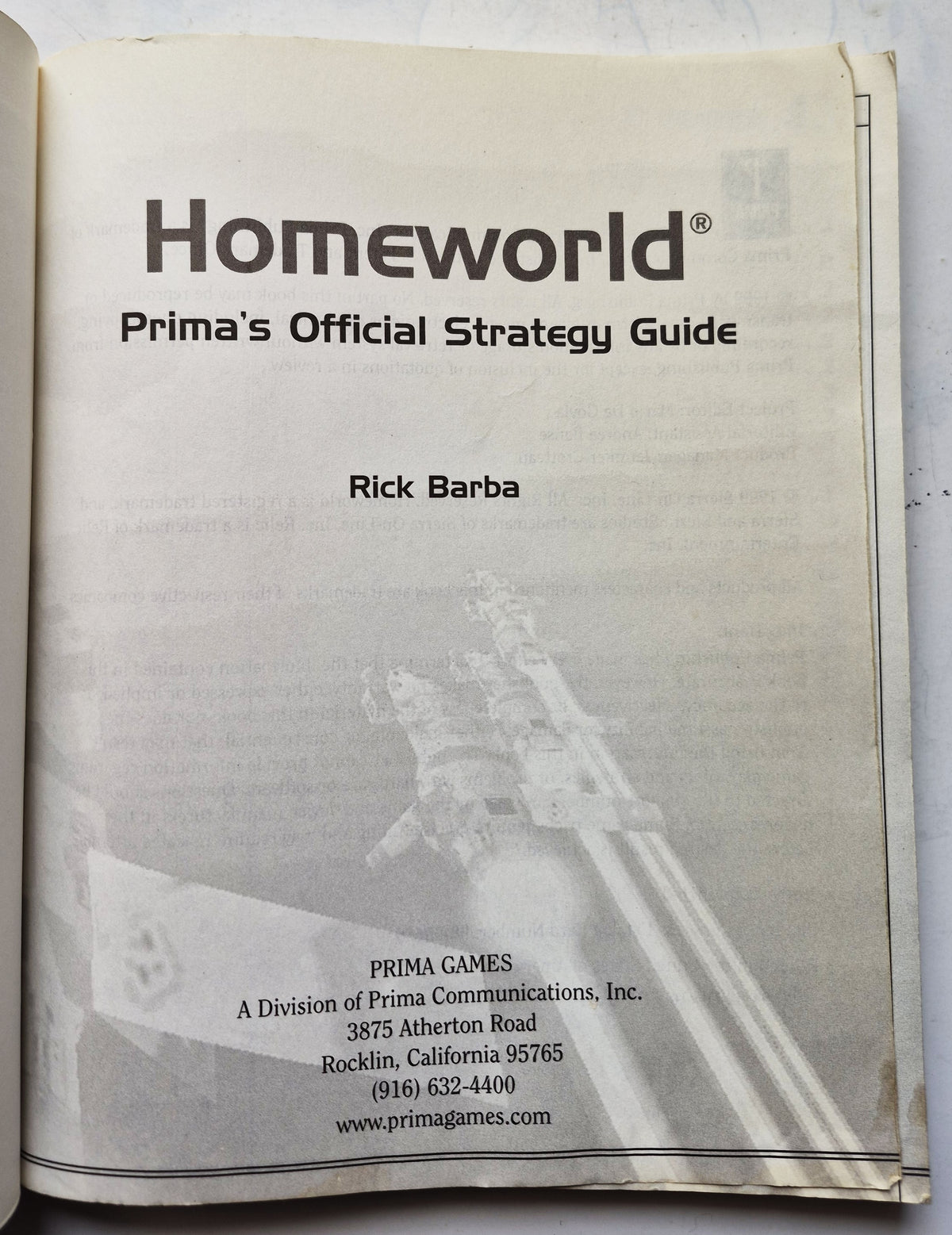 Homeworld 3D Real-Time Strategy by Rick Barba (Good, 1999, Pbk, 161 pgs, Prima Games)