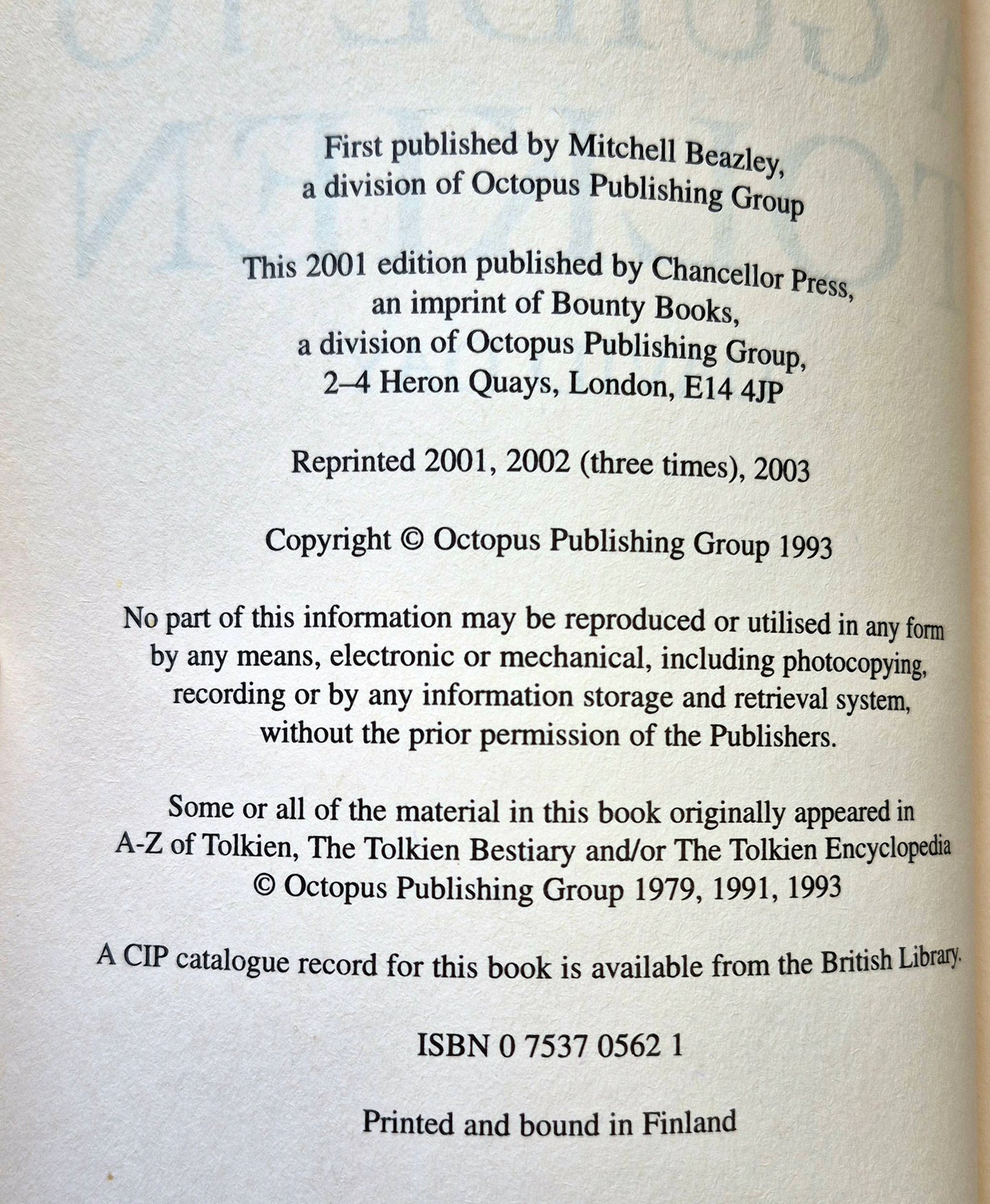 A Guide to Tolkien by David Day (Very Good, 2003, Pbk, 272 pgs, Chancellor Press)