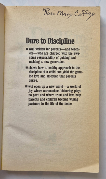 Dare to Discipline by James Dobson (Good, 1988, Pbk, 197 pgs, Tyndale House)