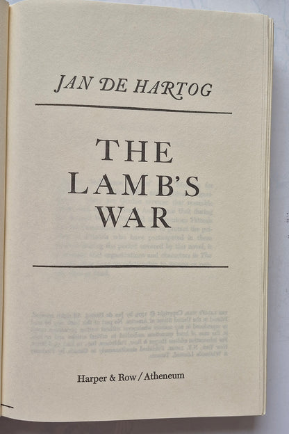 The Lamb's War by Jan De Hartog (Good, 1979, HC, 461 pgs, Harper & Row)