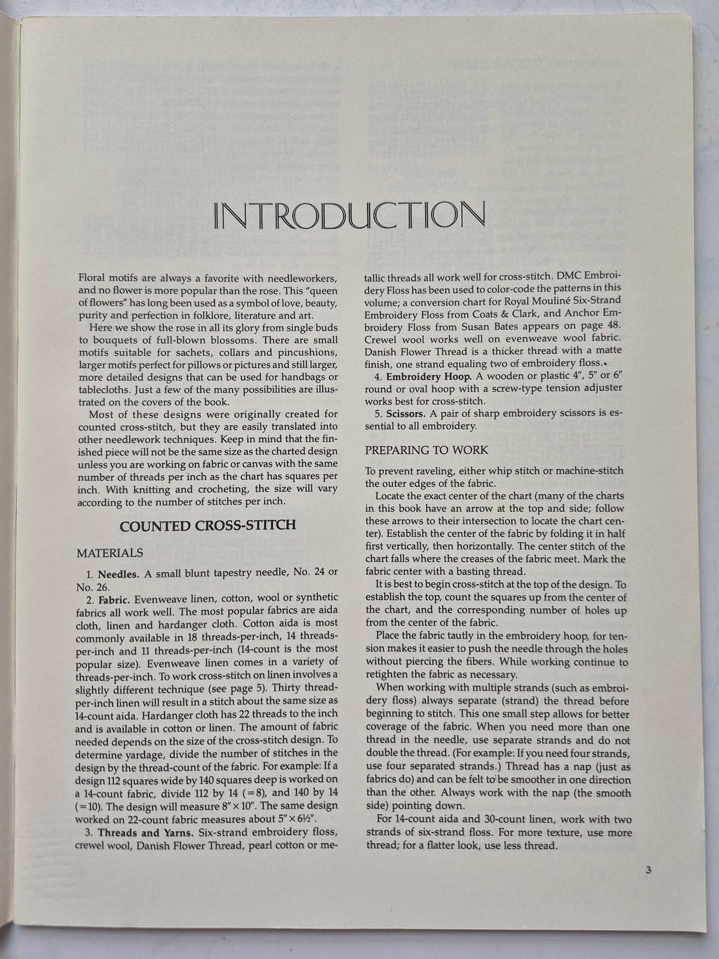 Roses Charted Designs by Lindberg Press (Very Good, 1987, Pbk, 48 pgs, Dover Pub.)