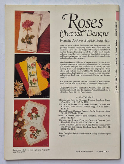 Roses Charted Designs by Lindberg Press (Very Good, 1987, Pbk, 48 pgs, Dover Pub.)