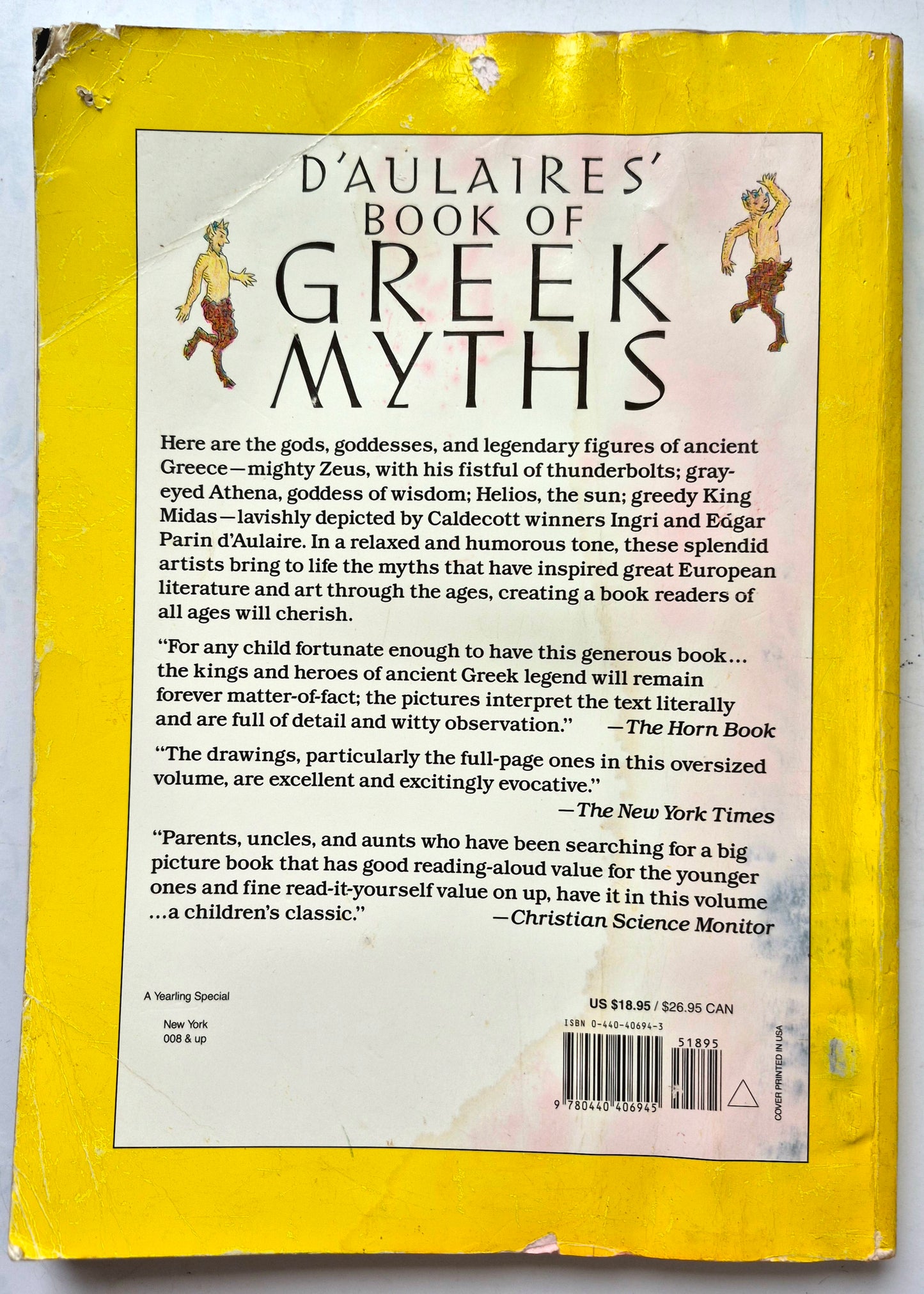 D'Aulaire's Book of Greek Myths by Ingri & Edgar D'Aulaire (Good, 1980, Pbk, 192 pgs, Bantam Doubleday Dell)