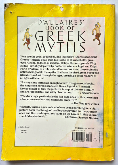 D'Aulaire's Book of Greek Myths by Ingri & Edgar D'Aulaire (Good, 1980, Pbk, 192 pgs, Bantam Doubleday Dell)