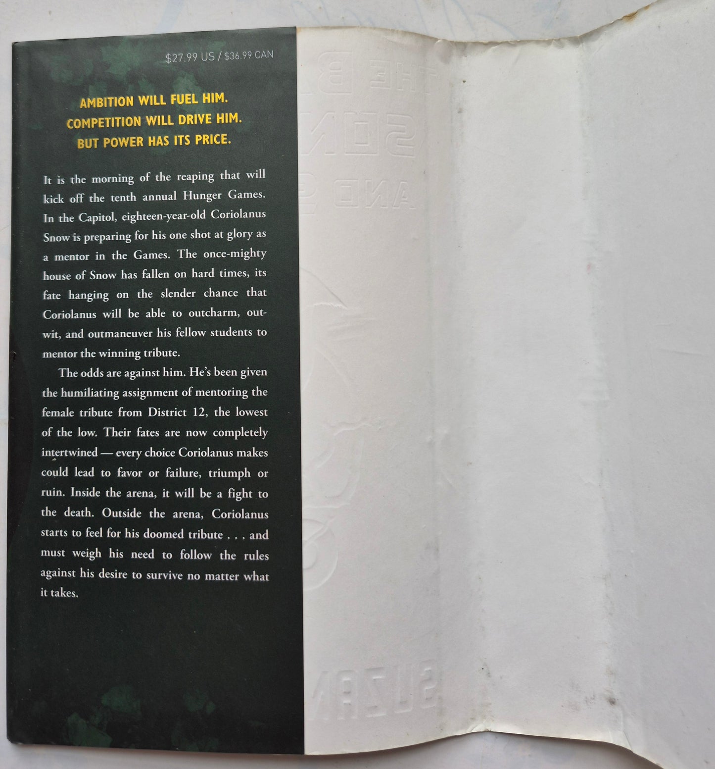 The Ballad of Songbirds and Snakes by Suzanne Collins DUST JACKET ONLY (Very Good condition)