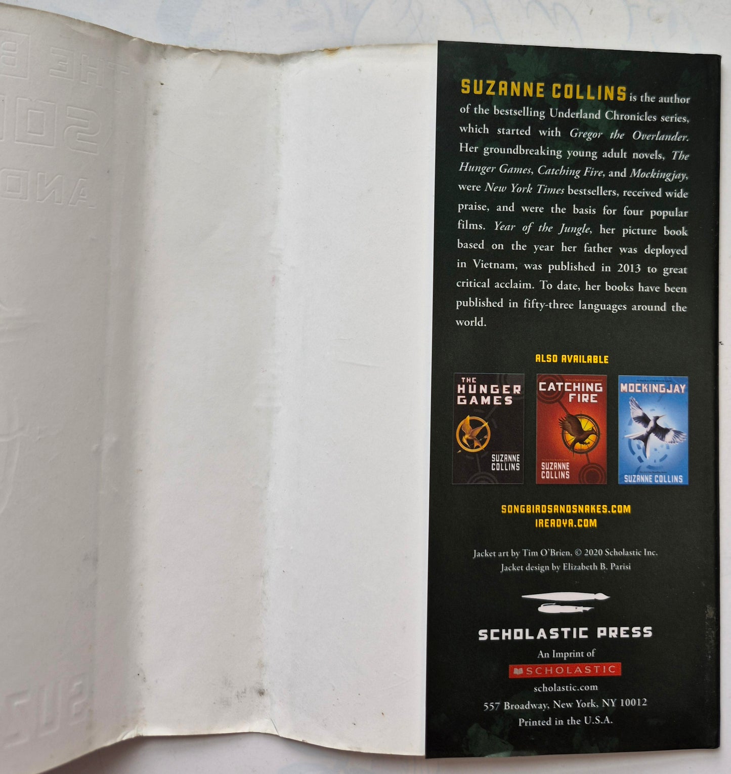 The Ballad of Songbirds and Snakes by Suzanne Collins DUST JACKET ONLY (Very Good condition)