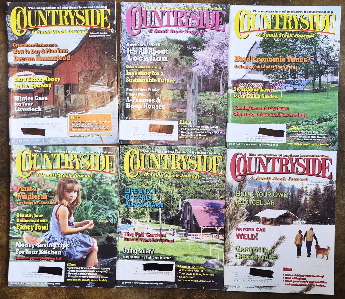 Juego de revistas Countryside & Small Stock Journal: Volumen 92 Núm. 1-4 enero-agosto (2008, Muy buen estado)