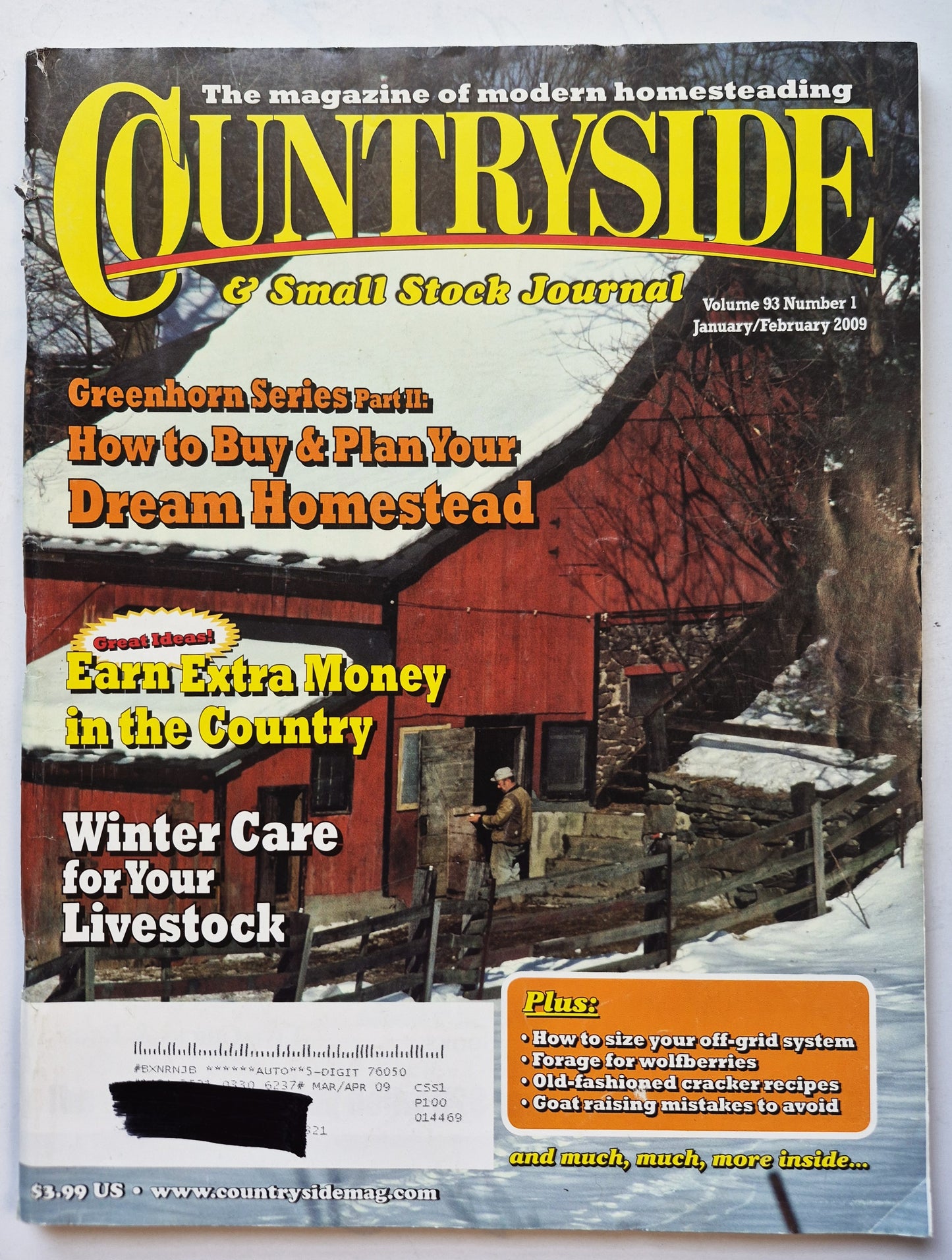 Juego de revistas Countryside & Small Stock Journal: Volumen 92 Núm. 1-4 enero-agosto (2008, Muy buen estado)