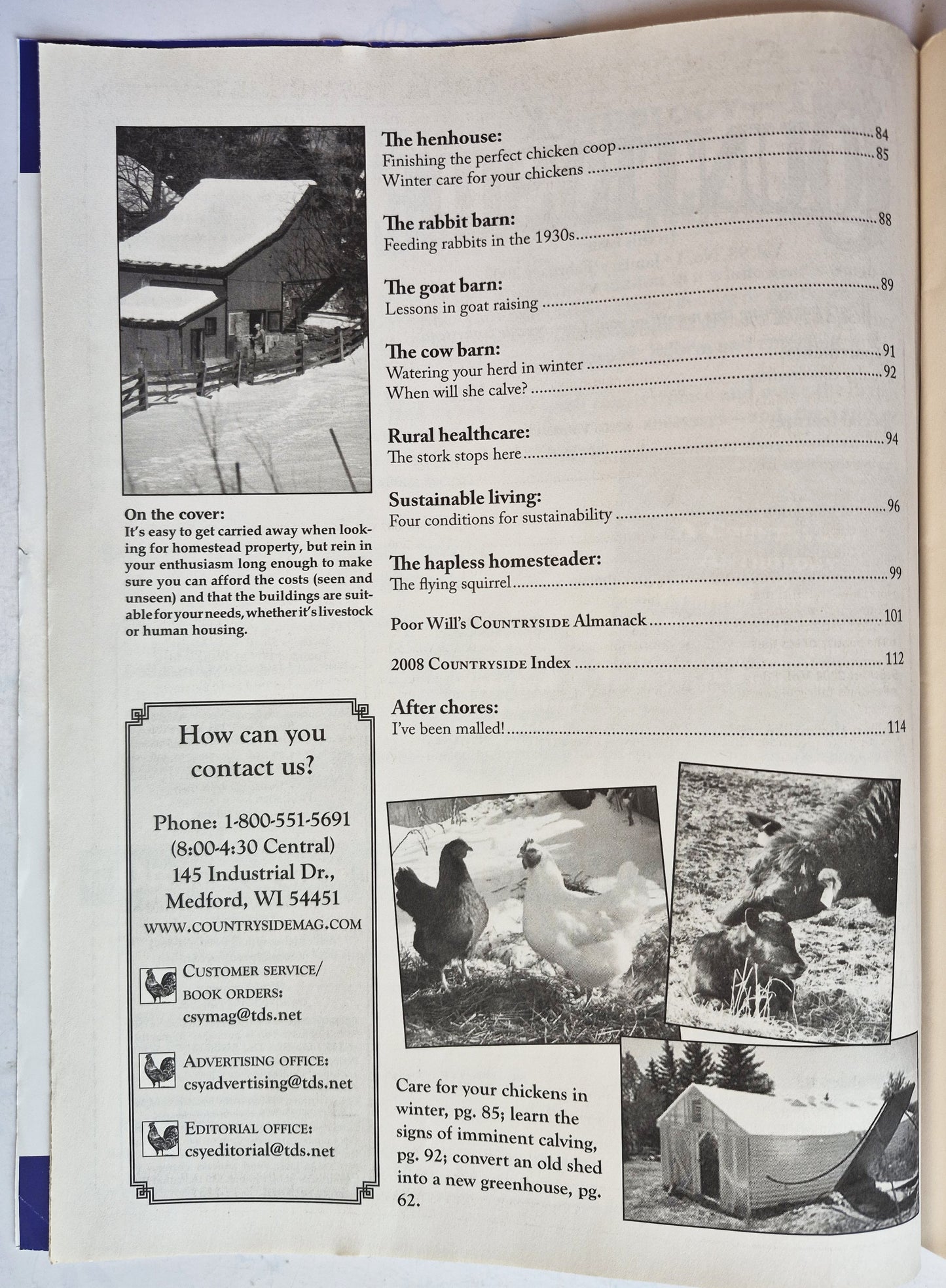 Juego de revistas Countryside & Small Stock Journal: Volumen 92 Núm. 1-4 enero-agosto (2008, Muy buen estado)