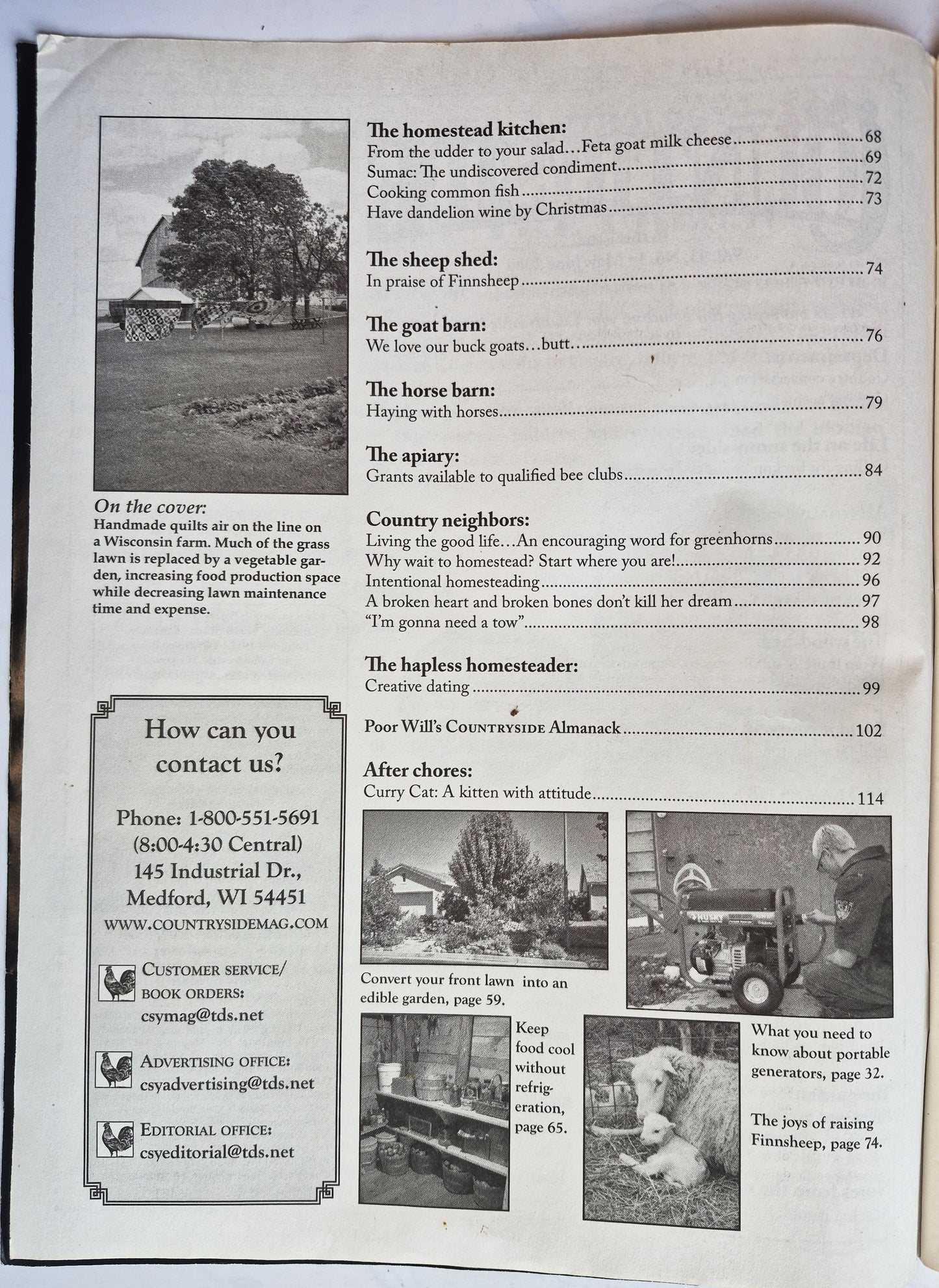 Juego de revistas Countryside & Small Stock Journal: Volumen 92 Núm. 1-4 enero-agosto (2008, Muy buen estado)