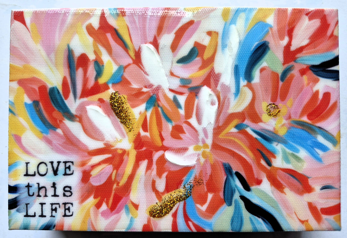 Love This Life Floral Wall shelf Sign by Renewing Faith (New, 2020, 5.88 x 3.88 inch, Canvas & Wood)