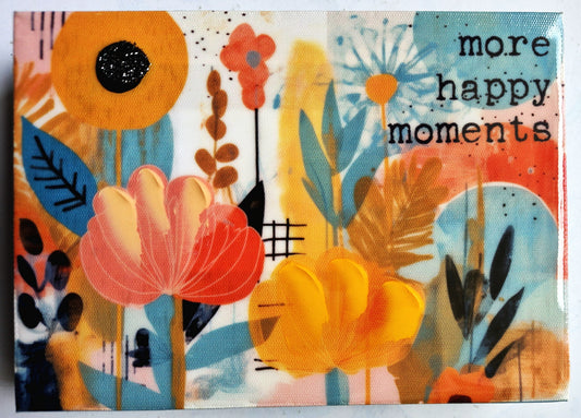 More Happy Moments Floral Wall Shelf Sign by Renewing Faith (New, 2020, 6.88 x 4.88 inch, Canvas & Wood)