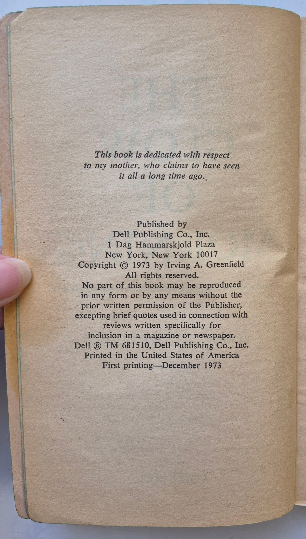 The Glow of Morning by Irving A. Greenfield (Good, 1973, Pbk, 363 pgs, Dell Books)