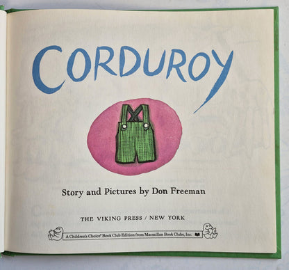 Corduroy by Don Freeman (Very Good, 1968, HC, 32 pgs, Viking Press)