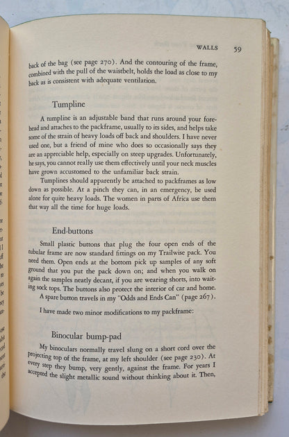 The Complete Walker: The Joys and Techniques of Hiking and Backpacking by Colin Fletcher (Good, 1971, HC, 366 pgs, Alfred A. Knopf)