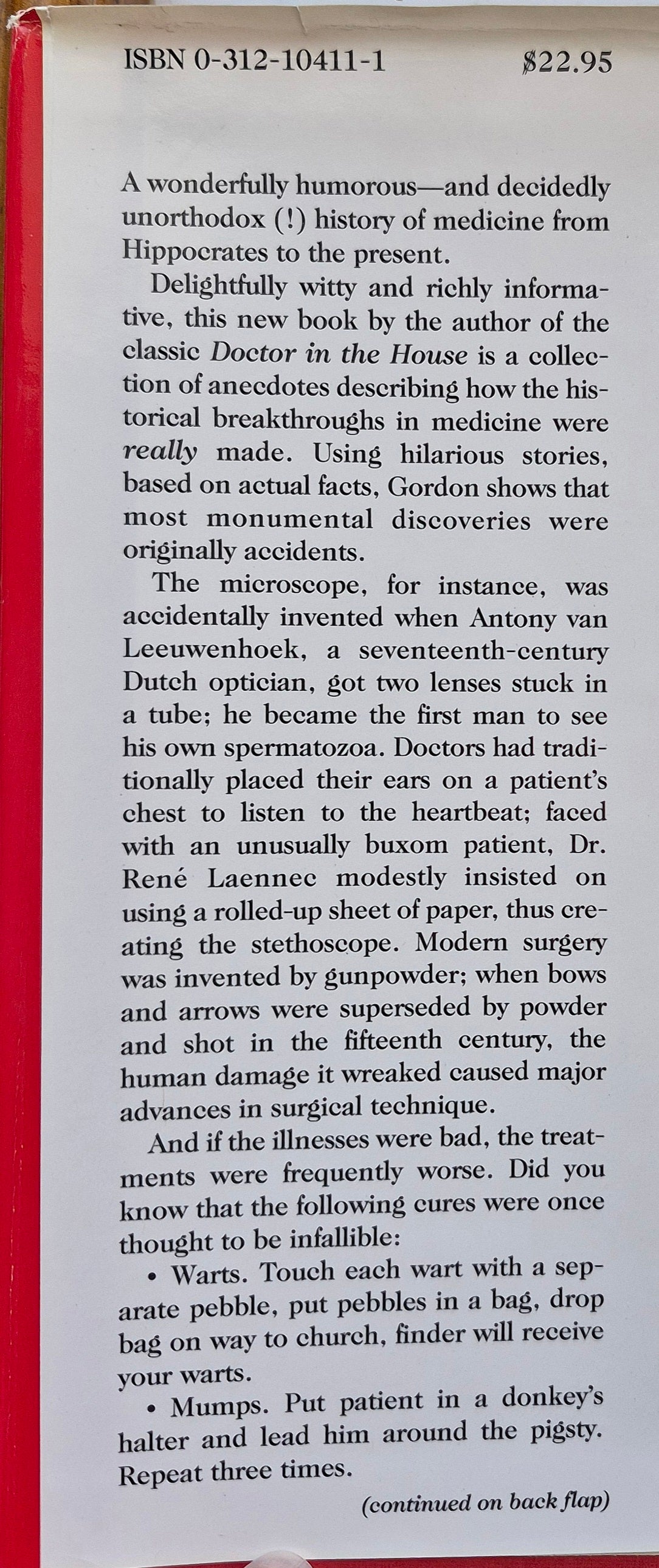 The Alarming History of Medicine: Amusing Anecotes from Hippocrates to Heart Transplants by Richard Gordon (Very good, 1994, HC, 256 pgs, St. Martin's Press)
