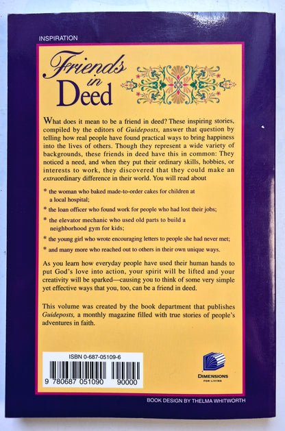 Friends in Deed: Stories About Acts of Kindness by Guideposts (Very good, 1997, Pbk, 191 pgs, Dimensions for Living)