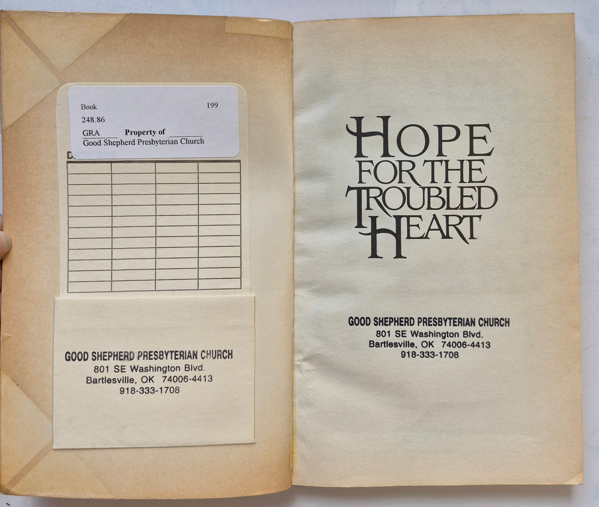 Hope for the Troubled Heart by Billy Graham (Good, 1991, Pbk, 230 pgs, Grason)