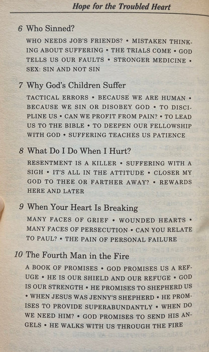 Hope for the Troubled Heart by Billy Graham (Good, 1991, Pbk, 230 pgs, Grason)
