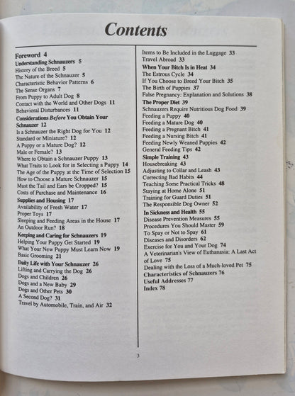 Schnauzers: A Complete Pet Owner's Manual by Fredric L. Frye (Very good, 1988, 80 pgs, Barron's)