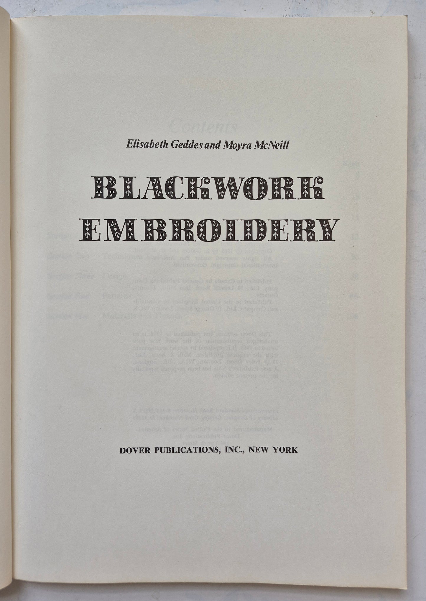 Blackwork Embroidery by Elisabeth Geddes; Moyra McNeill (Very Good, 1976, Pbk, 128 pgs, Dover Pub.)