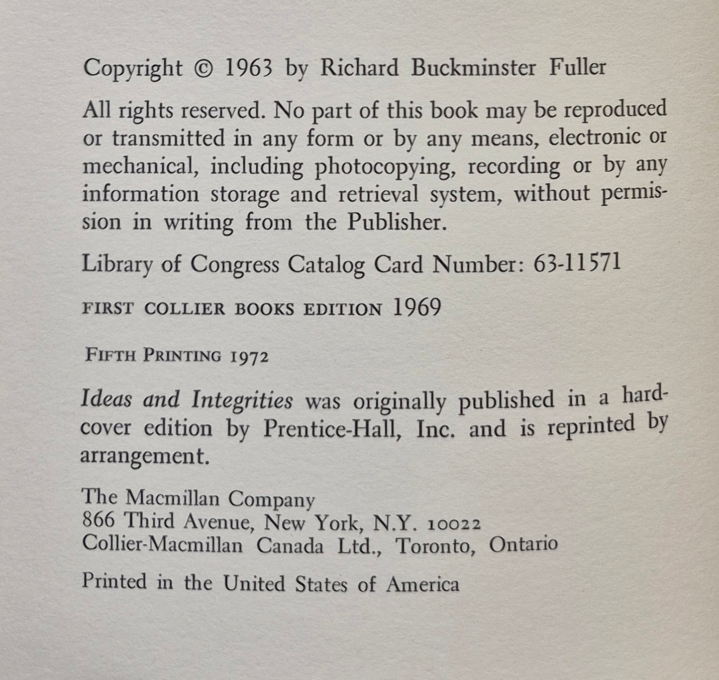 Ideas and Integrities by Buckminster Fuller (Good, 1969, Pbk, 318 pgs, Collier Books)