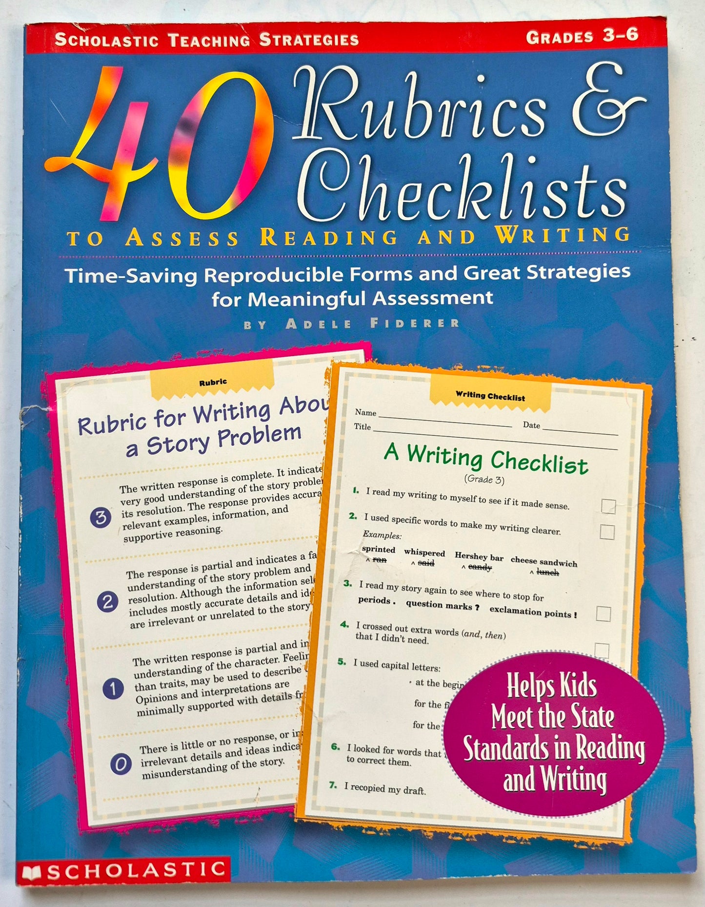 40 Rubrics & Checklists to Assess Reading and Writing by Adele Fiderer (Very Good, 1999, Pbk, 128 pgs, Scholastic)