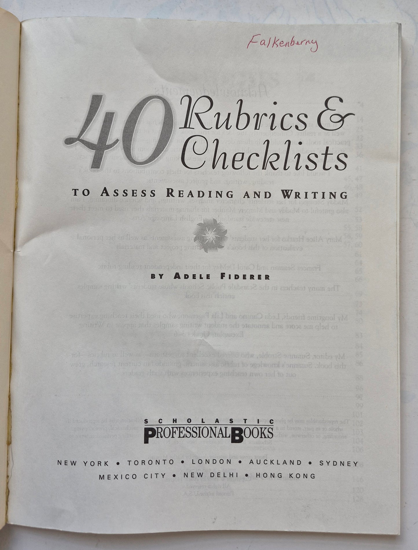 40 Rubrics & Checklists to Assess Reading and Writing by Adele Fiderer (Very Good, 1999, Pbk, 128 pgs, Scholastic)
