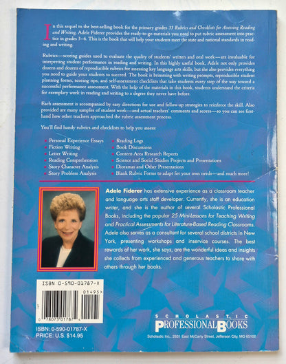 40 Rubrics & Checklists to Assess Reading and Writing by Adele Fiderer (Very Good, 1999, Pbk, 128 pgs, Scholastic)