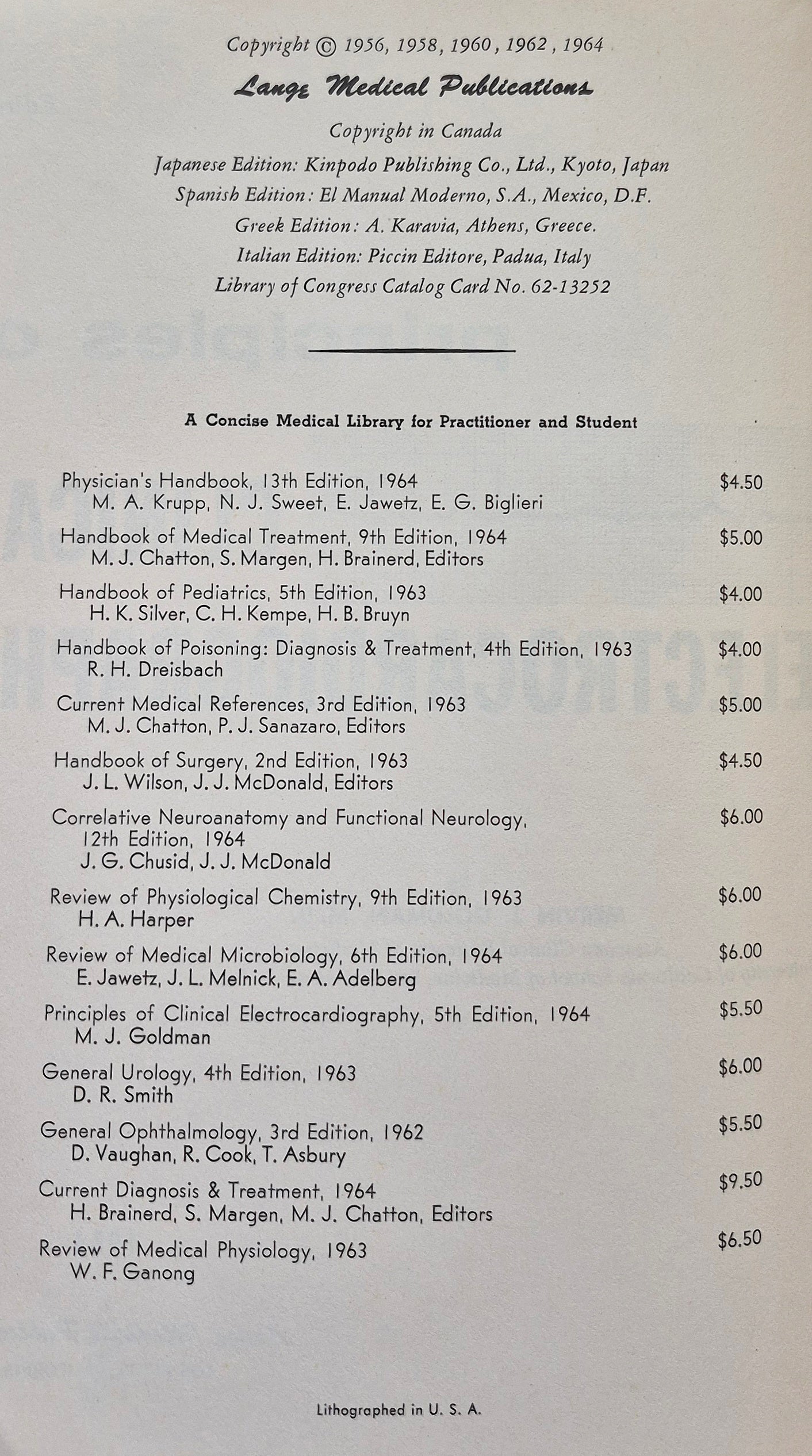 Principles of Clinical Electrocardiography by Mervin J. Goldman (Good, 1964, Pbk, 380 pgs, Lange Medical Pub.)