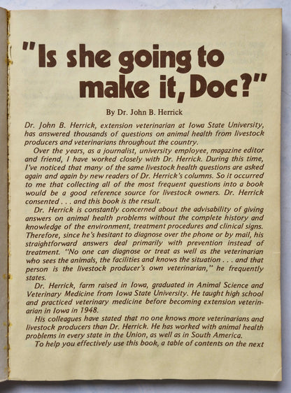 "Is She Going to Make It, Doc?" by Dr. John B. Herrick (Good, 1975, Pbk, 160 pgs, Reiman Pub.)