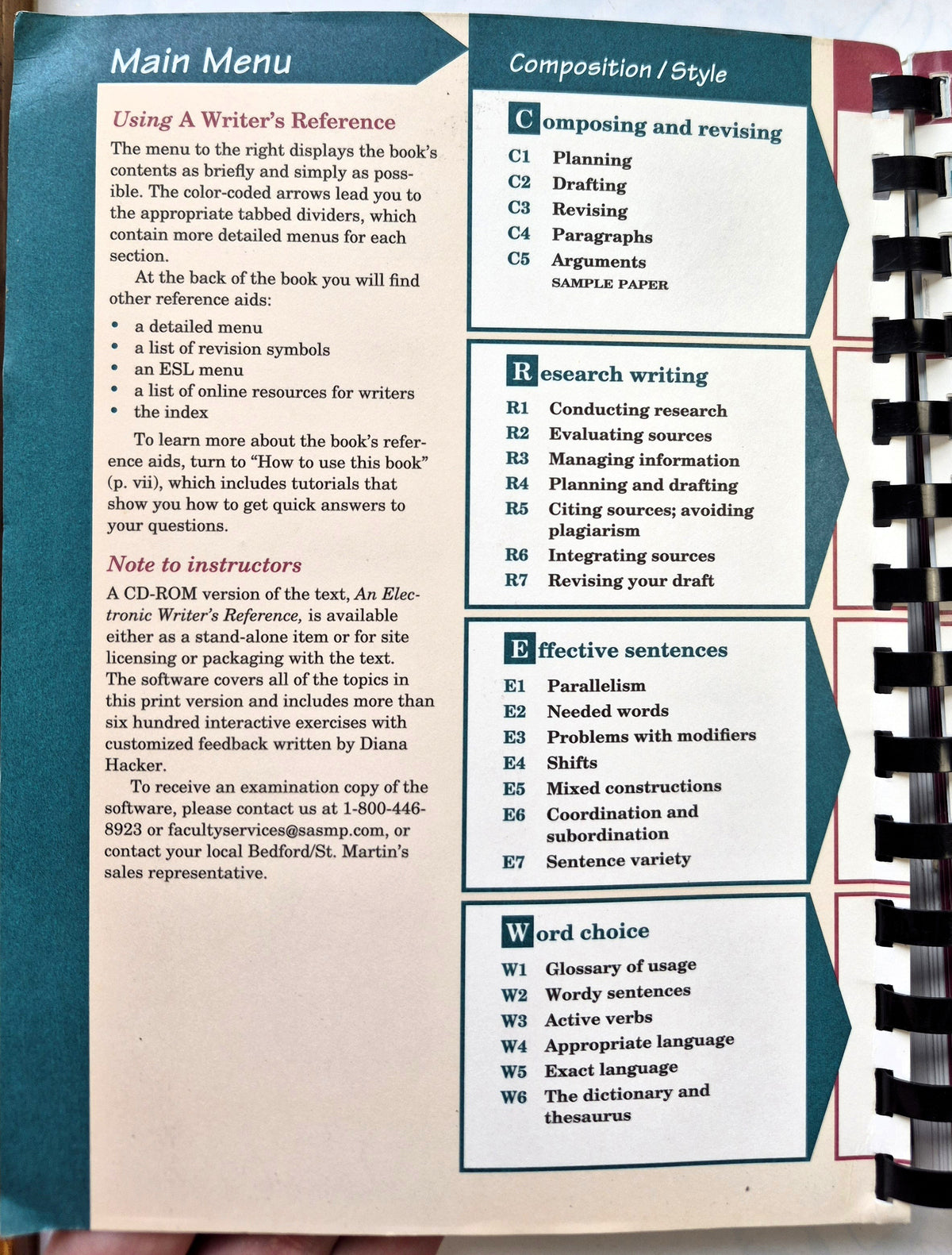 A Writer's Reference Fourth Edition by Diana Hacker (Very Good, 1999, Pbk, Bedford/St. Martin's)