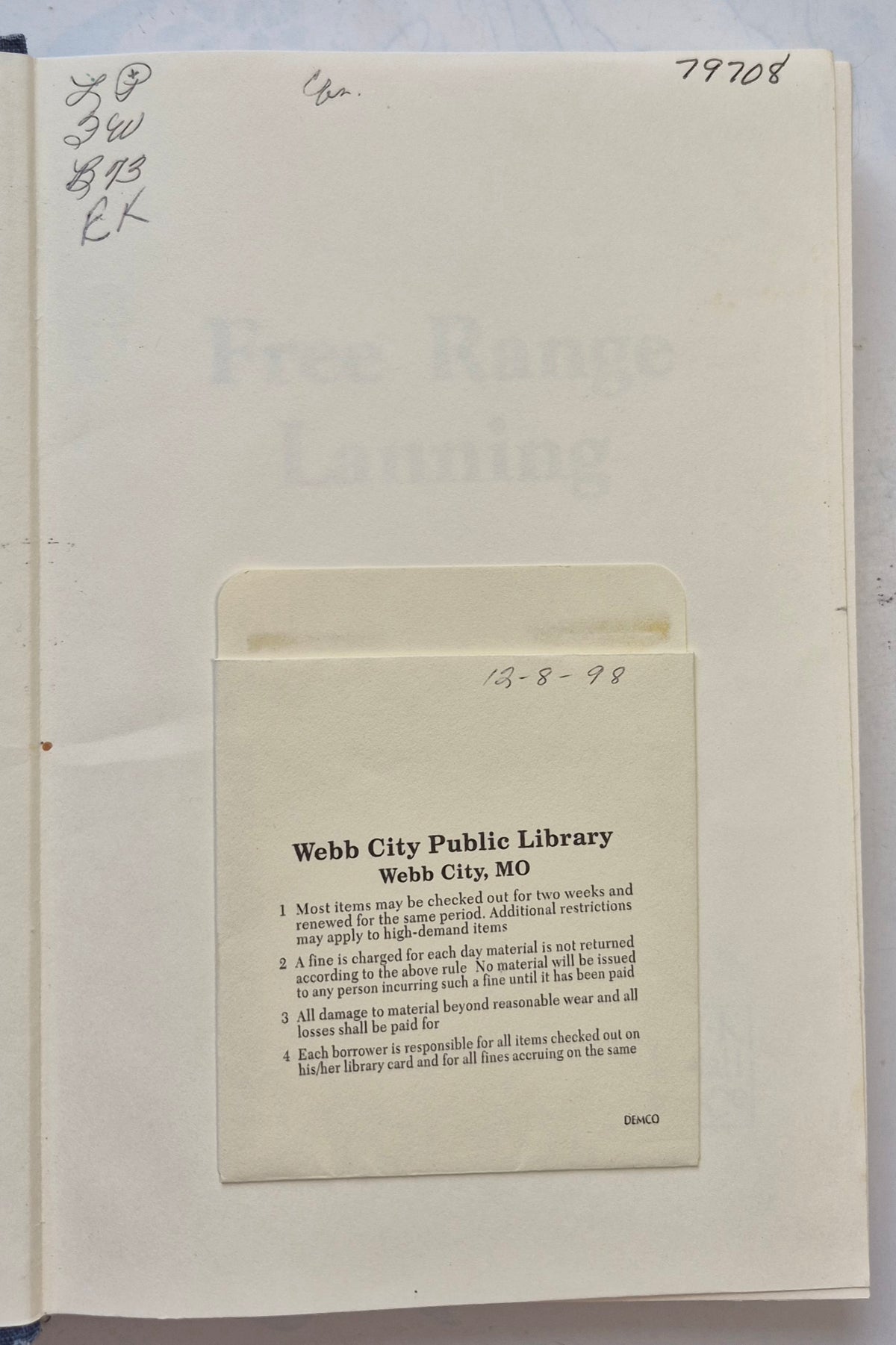 Free Range Lanning by Max Brand (Good, 1995, HC, 287 pgs, G. K. Hall Large Print)