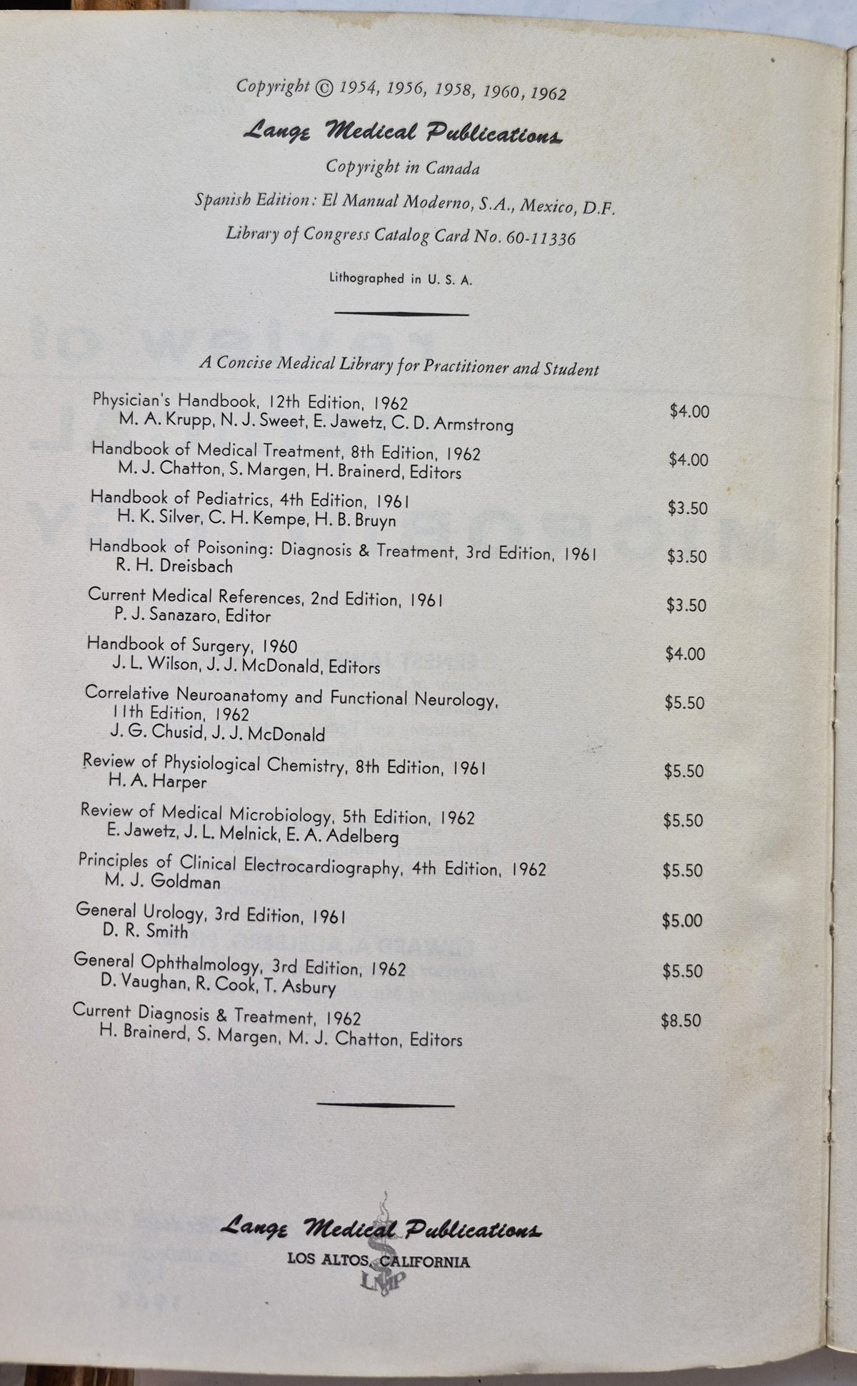 Review of Medical Microbiology Edition 5 by Ernest Jawetz; Joseph L. Melnick; Edward A. Adelberg (Good, 1962, Pbk, 400 pgs, Lange Medical Pub)
