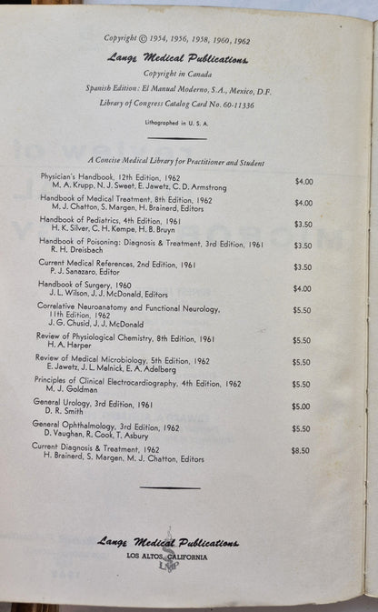 Review of Medical Microbiology Edition 5 by Ernest Jawetz; Joseph L. Melnick; Edward A. Adelberg (Good, 1962, Pbk, 400 pgs, Lange Medical Pub)