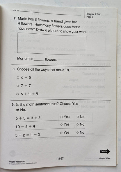 Go Math! Chapter Resources Chapter 5 Addition and Subtraction Relationships (Very good, Pbk, Houghton Mifflin Harcourt)