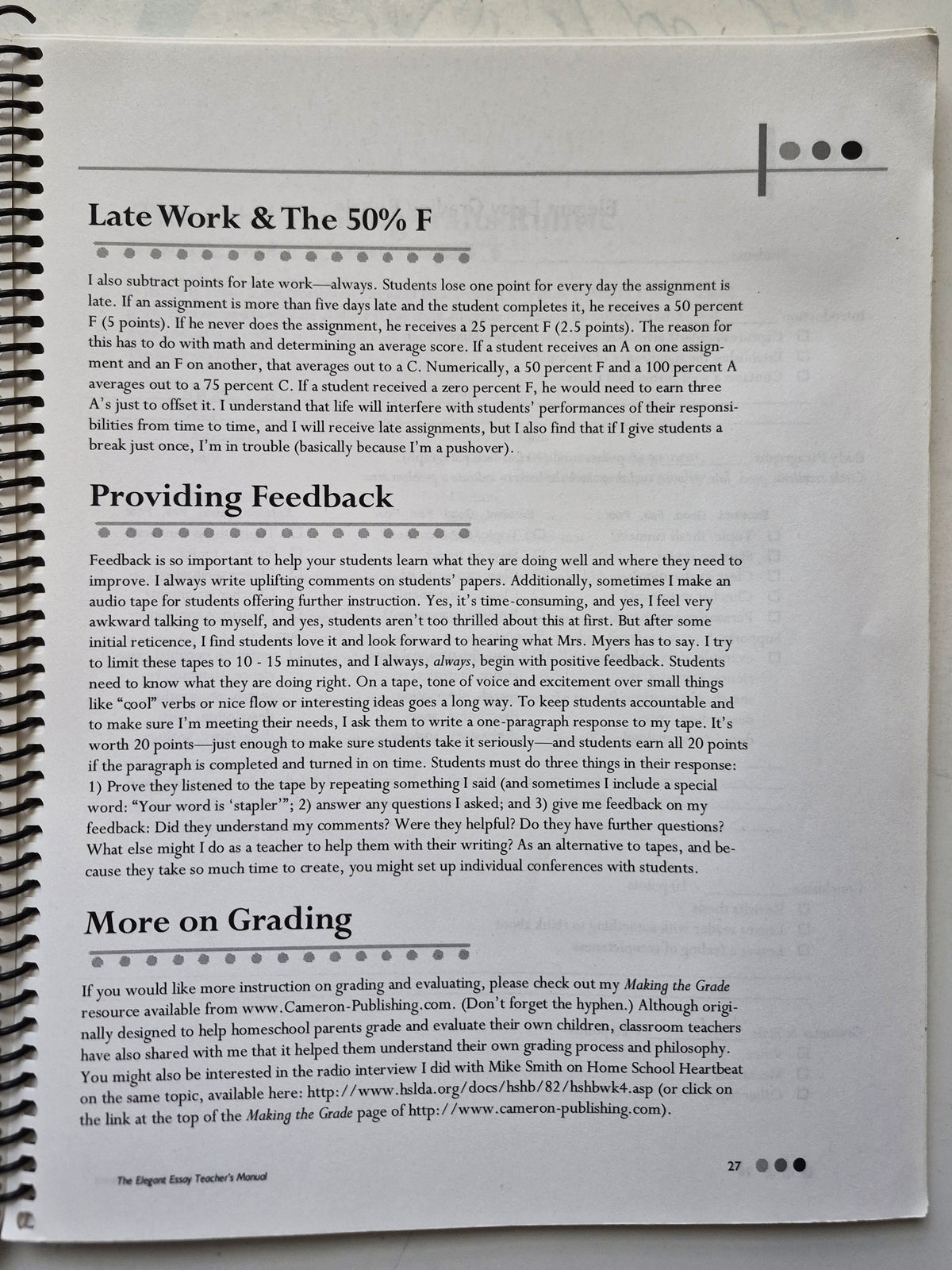 The Elegant Essay Teacher's Manual by Lesha Myers (Good, 2013, Pbk, 101 pgs, Institute for Excellence in Writing)