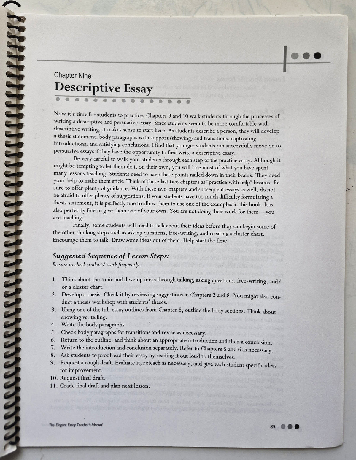 The Elegant Essay Teacher's Manual by Lesha Myers (Good, 2013, Pbk, 101 pgs, Institute for Excellence in Writing)