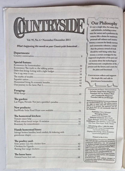 Countryside & Small Stock Journal Set: Volume 95 No.1-6 Jan-Dec (2011, Very good)