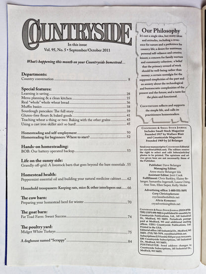 Countryside & Small Stock Journal Set: Volume 95 No.1-6 Jan-Dec (2011, Very good)
