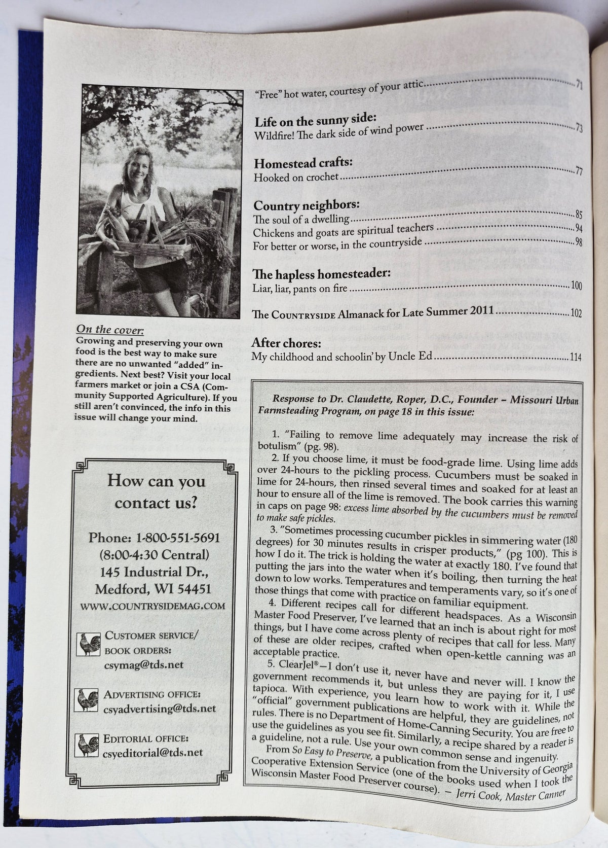 Countryside & Small Stock Journal Set: Volume 95 No.1-6 Jan-Dec (2011, Very good)